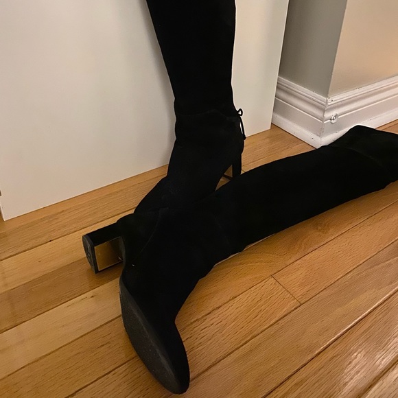 Thigh high Tory Burch Suede Black Boots - Picture 2 of 3